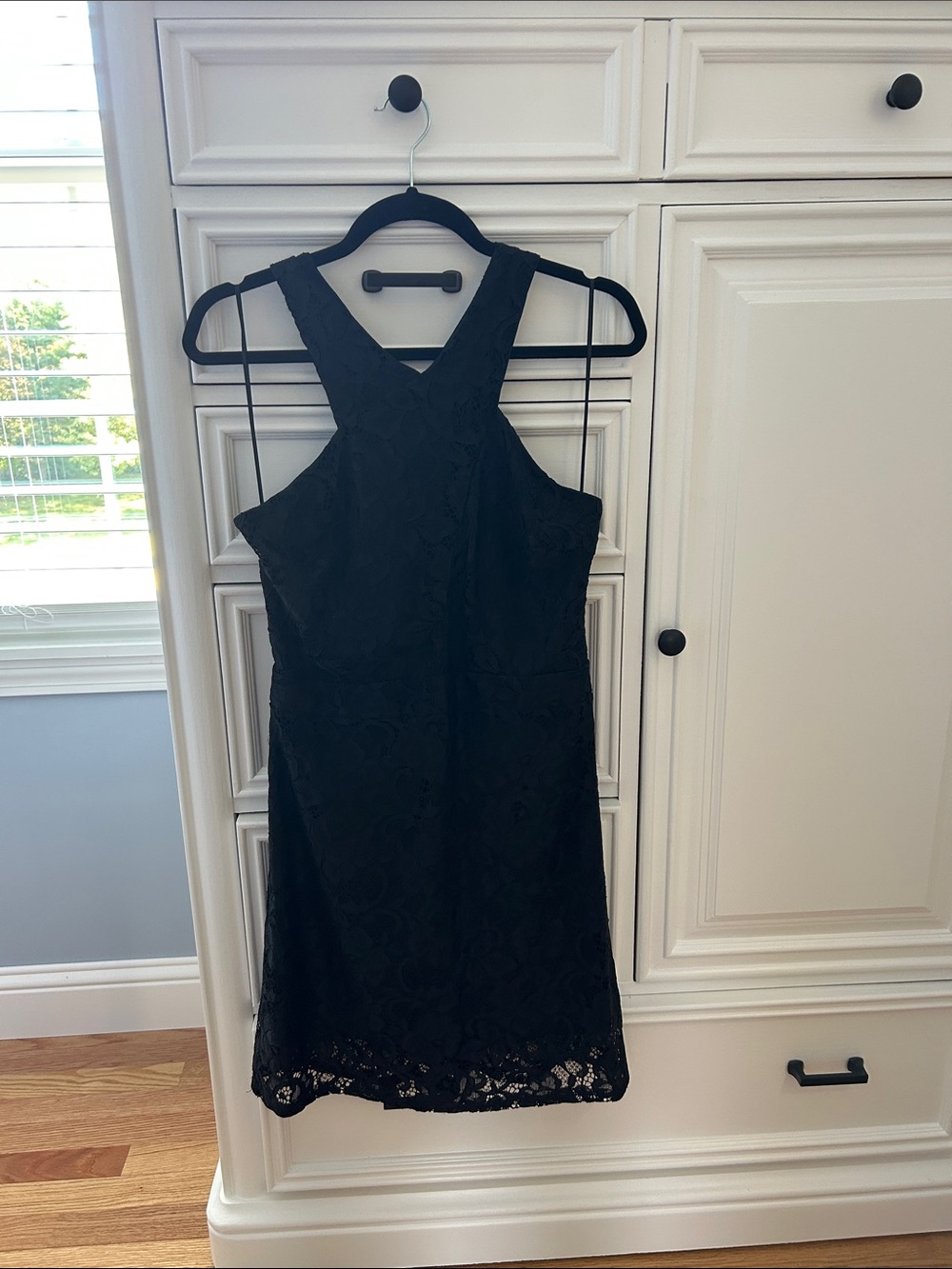 Sam Edelman Black Lace Mini Dress with Crisscross Back